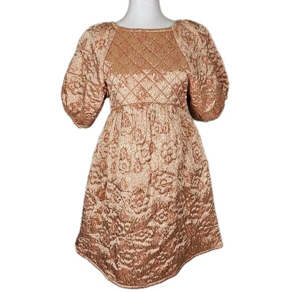 Kimchi Blue Dresses & Skirts - Kimchi Blue Urban Outfitters Astrid Quilted Brocade Babydoll Dress Small Coral